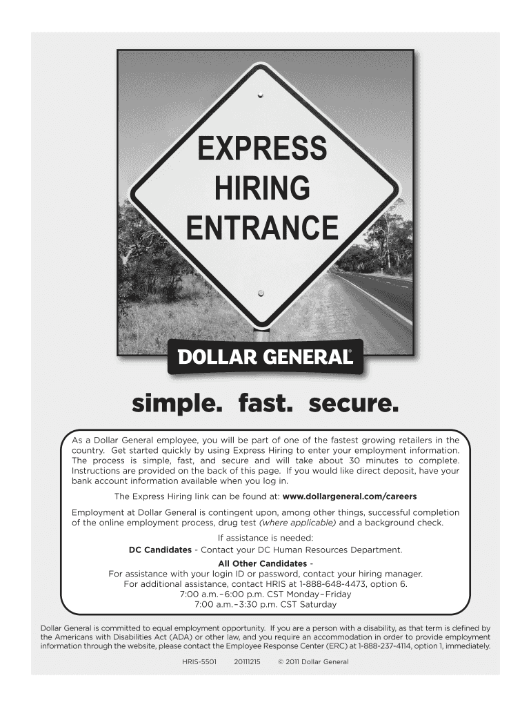  Dollar General Hiring Packet 2011-2024