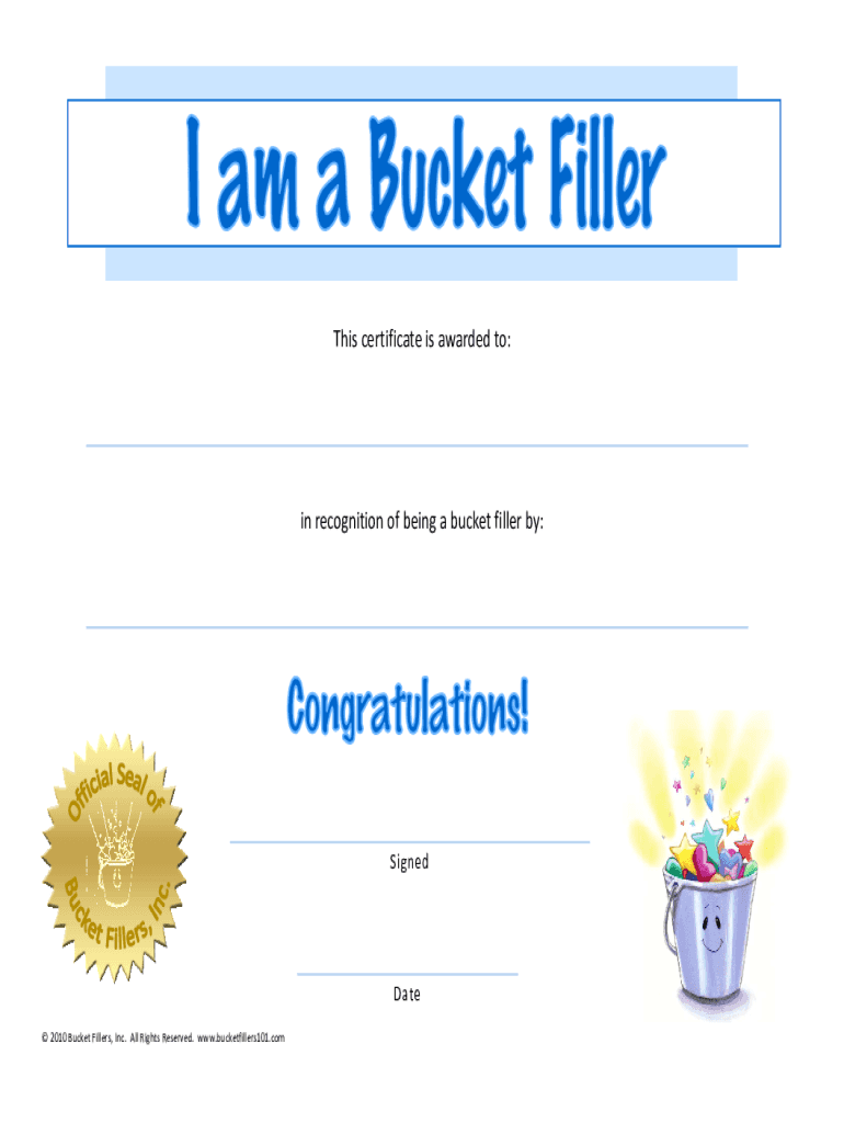 Bucket Filler Award  Form