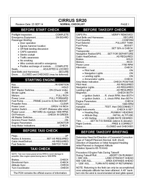 Cirrus Sr20 Checklist  Form