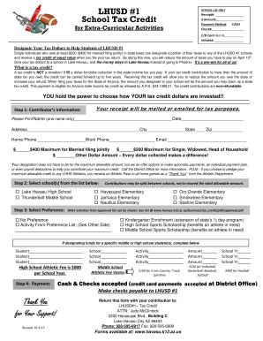 LHUSD #1 School Tax Credit Lake Havasu Unified School District Havasu K12 Az Form
