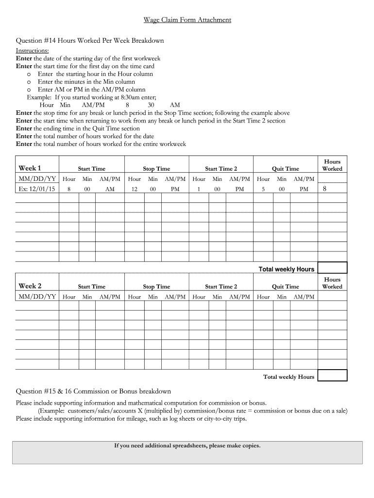 Get and Sign Form LL 1 Wage Claim Form  Texas Workforce Commission  Twc State Tx 2016