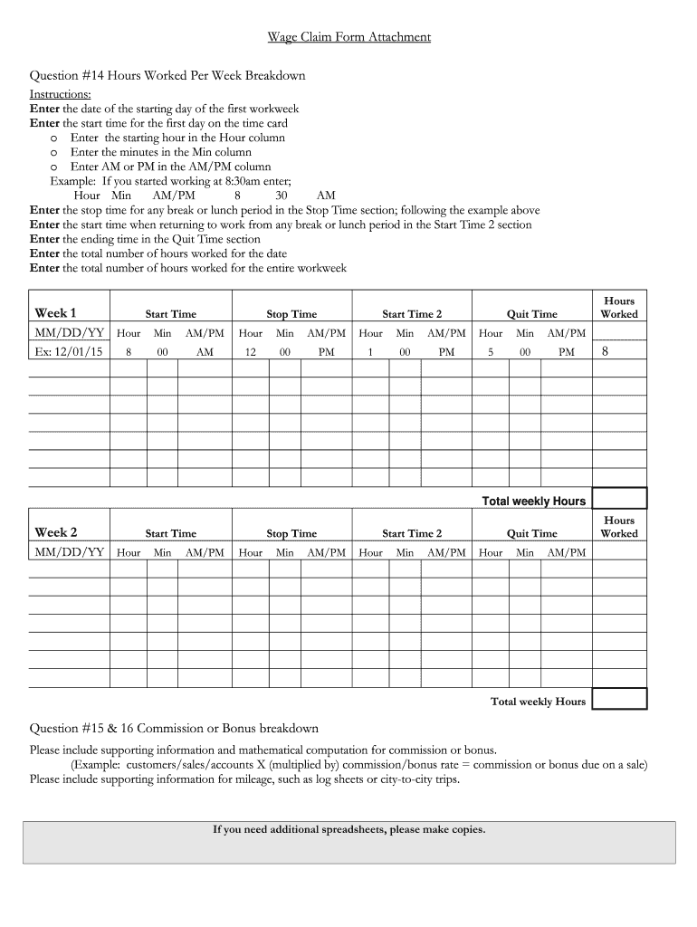  Form LL 1 Wage Claim Form  Texas Workforce Commission  Twc State Tx 2016