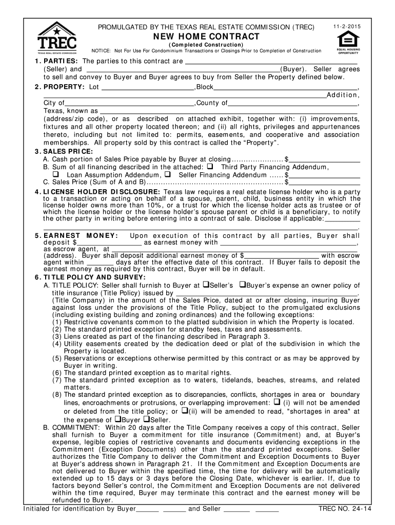 trec assignment of contract form