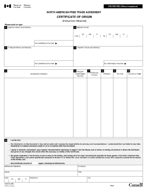 Fillable Certificate of Origin Form