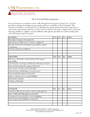 Form for Do it Yourself New Home Inspection