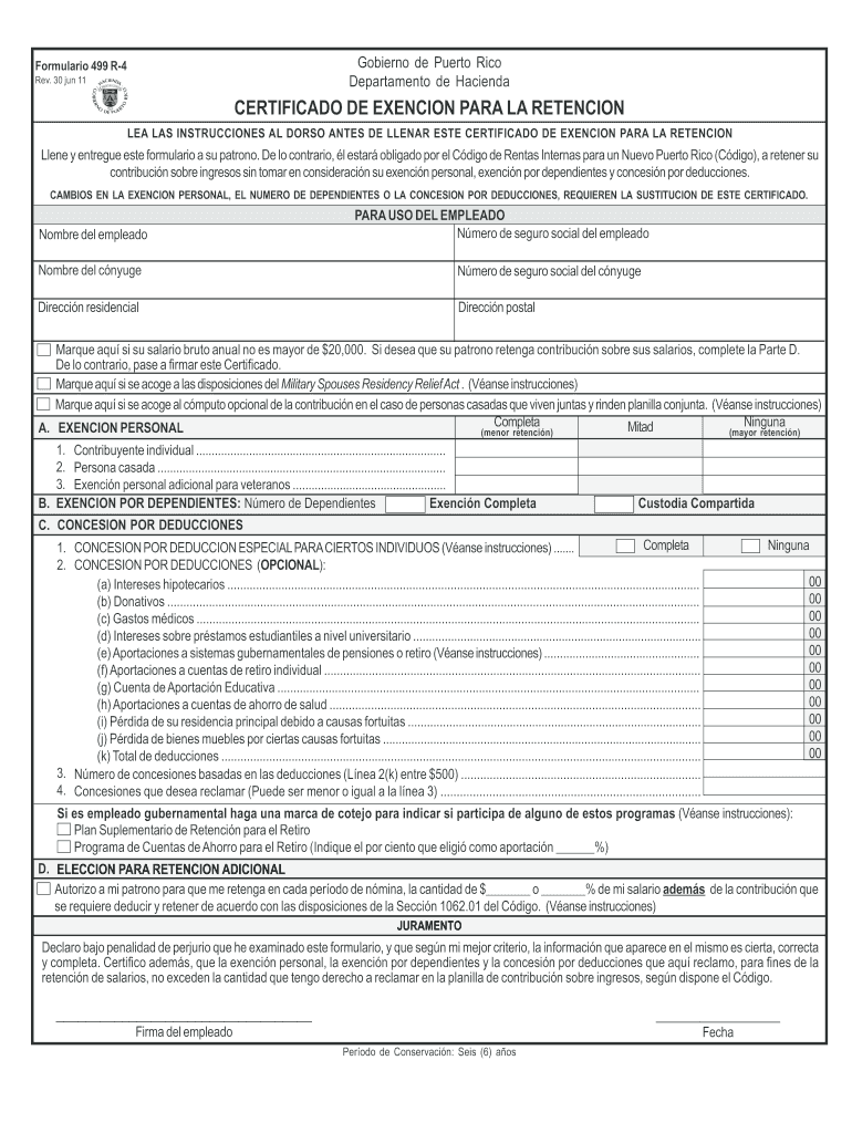  Formulario 499 R 4 2011-2024