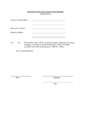 Usda Existing Dwelling Certification Form