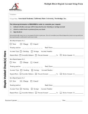 Sample Multiple Direct Deposit Form CSUN Associated Students Csunas