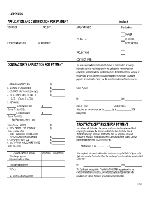 Application and Certificate for Payment  Form