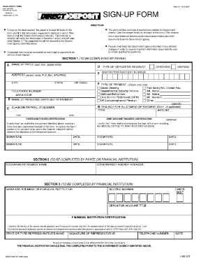 Goverment Direct Deposit Form 1199A