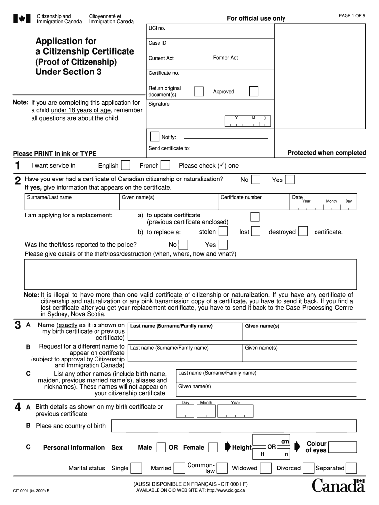 Canadian Citizenship Application Form