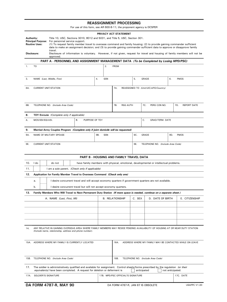  Da Form 4787 PDF 1990-2024