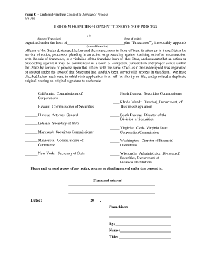 Franchise Consent Form