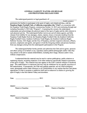 General Liability Waiver  Form