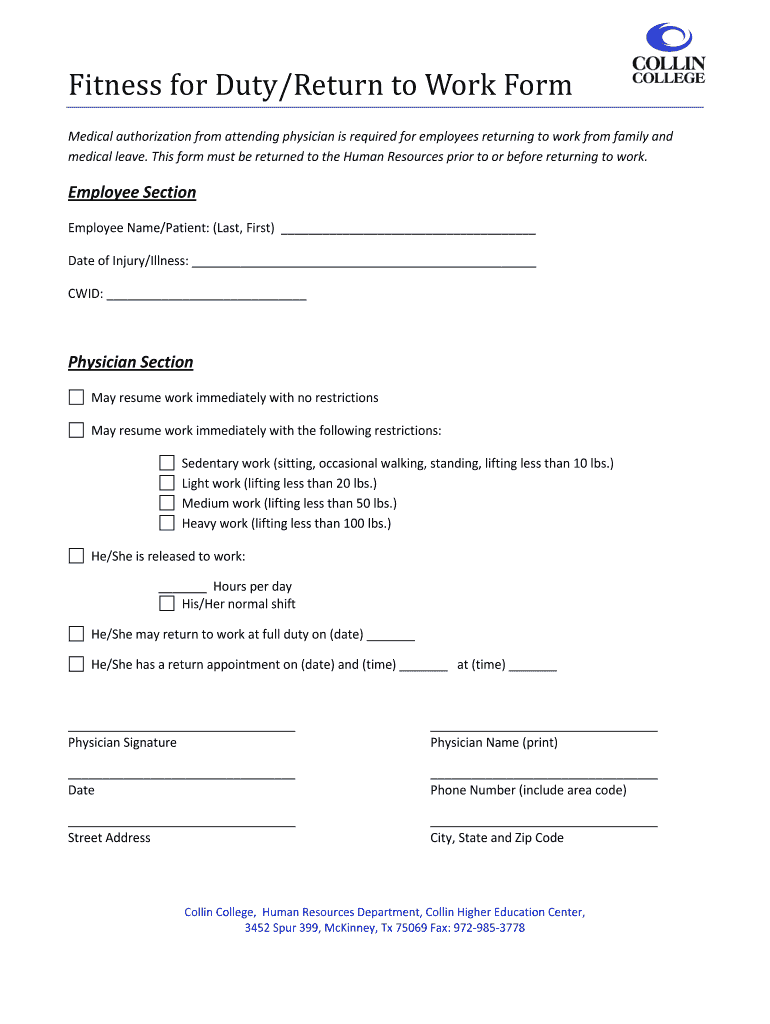 Get and Sign Fit for Work Form