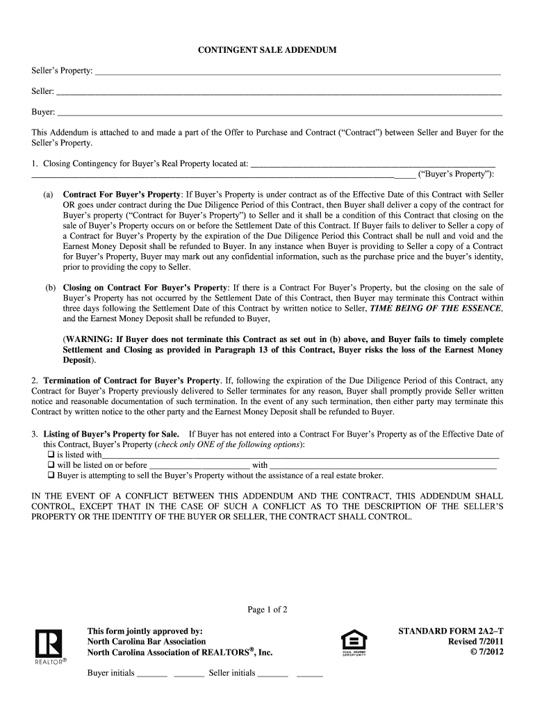  Nc Contingent Sale Addendum 2011-2024