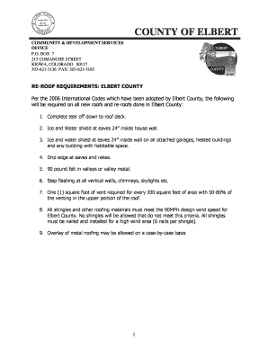 Re Roof Requirements Elbert County Elbertcounty Co  Form