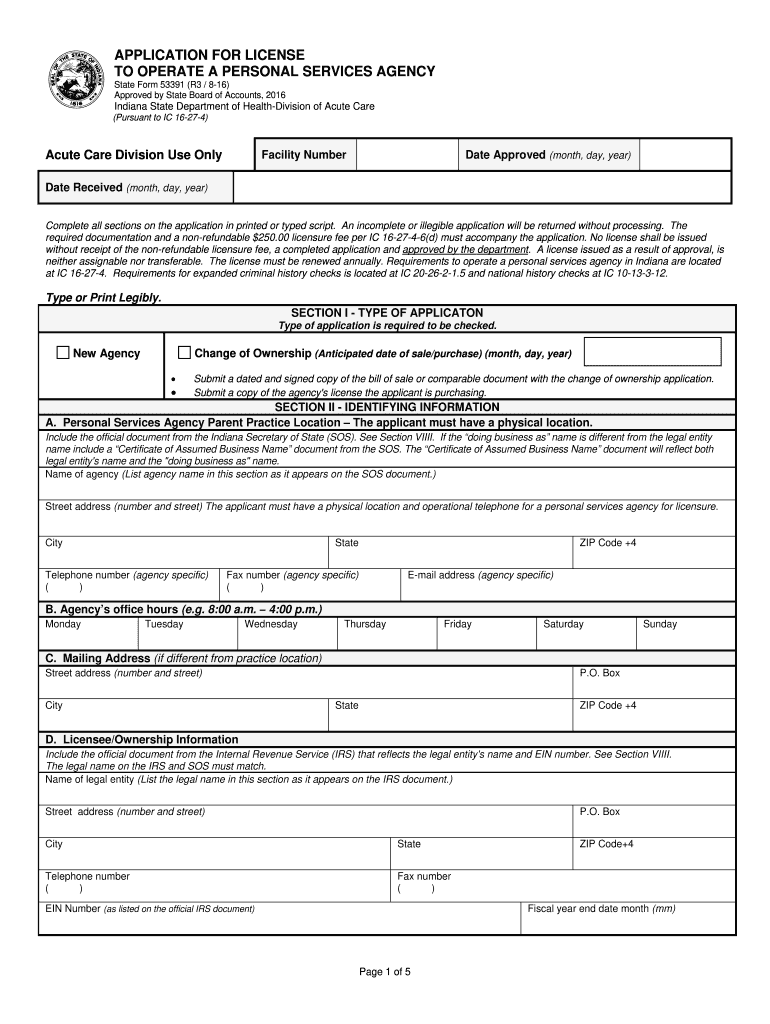 Sf Application Operate Personal Services Agency  Form