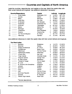 Countries and Capitals PDF  Form