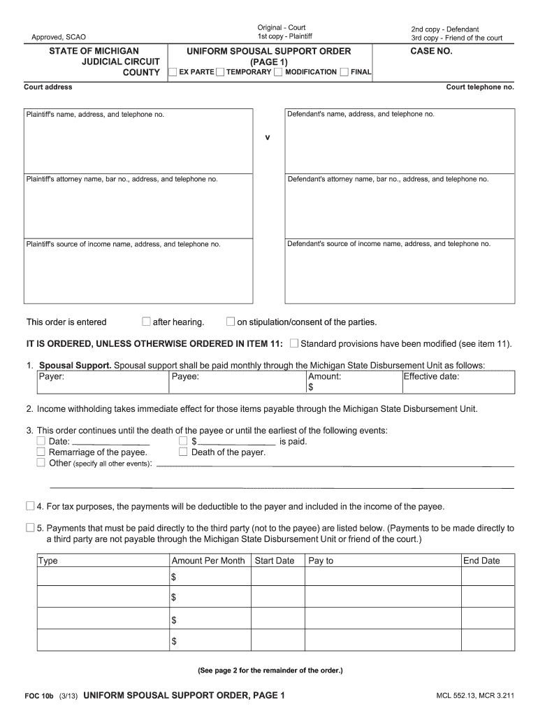 Michigan Spousal Form