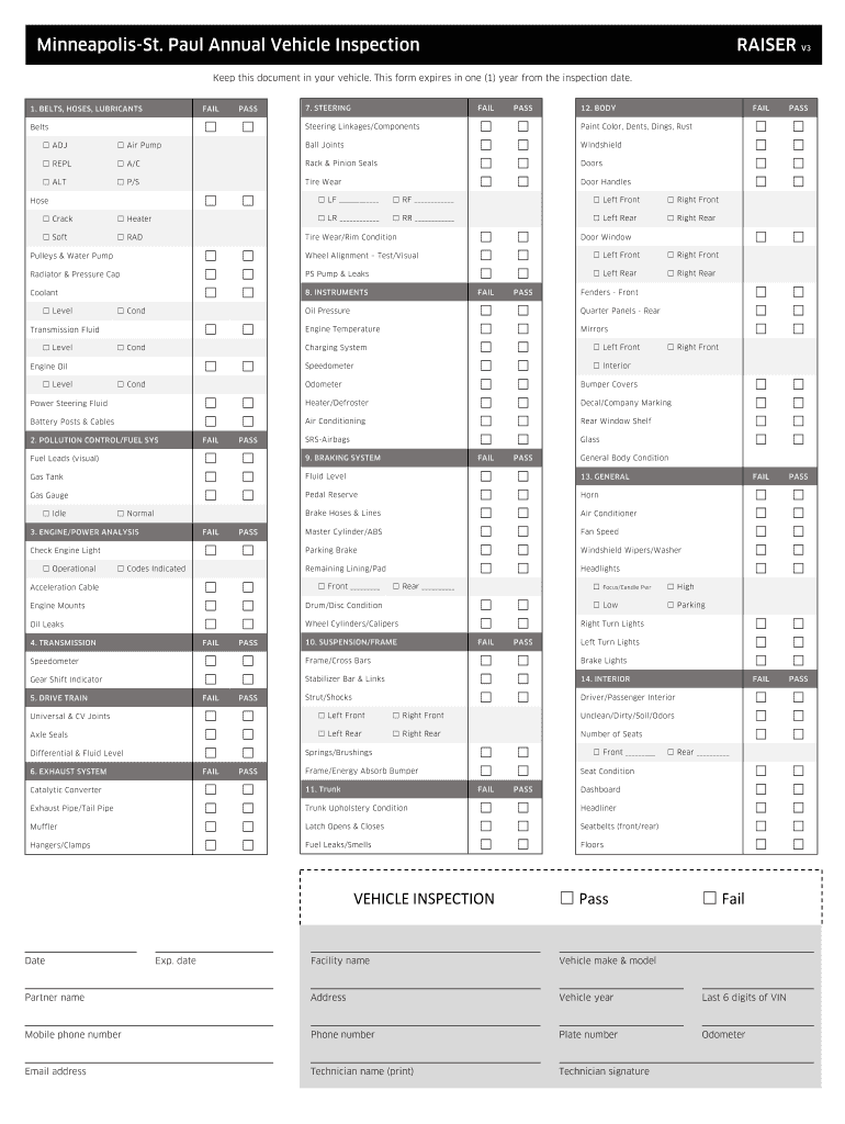 Uber Inspection Form