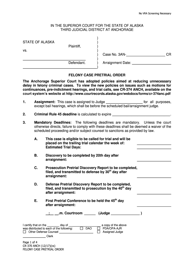 Alaska Felony Pretrial  Form