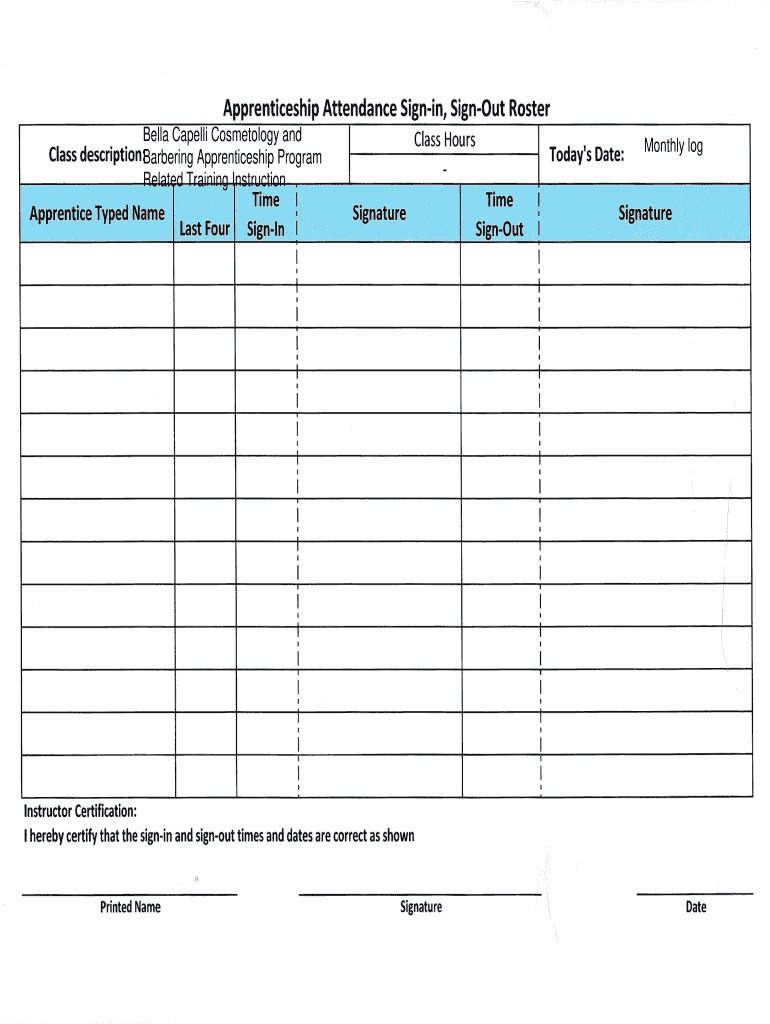 Personnel Sign in Roster  Form