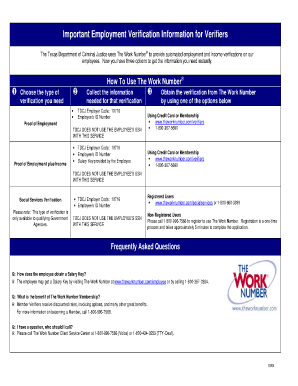 Texas Department of Criminal Justice Employment Verification  Form