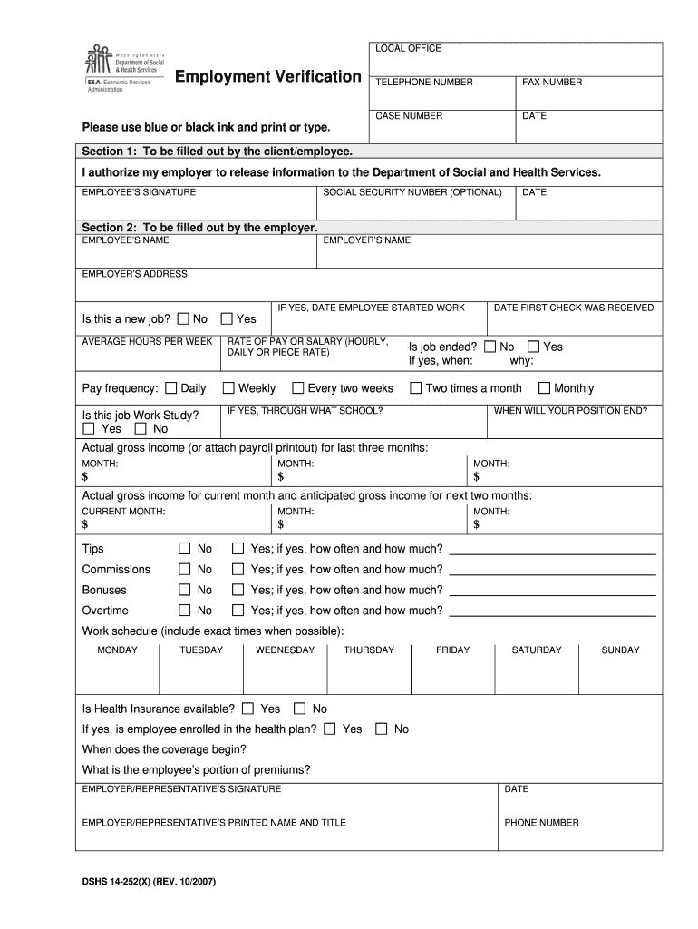  Dshs Washington ID Voucher  Form 2007