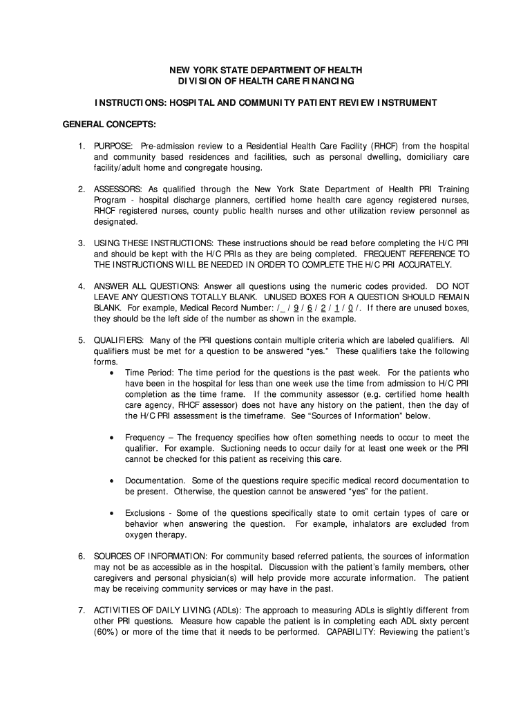 Patient Review Instrument Form