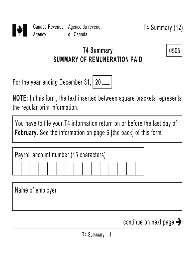  T4 Summary Fillable Form 2020