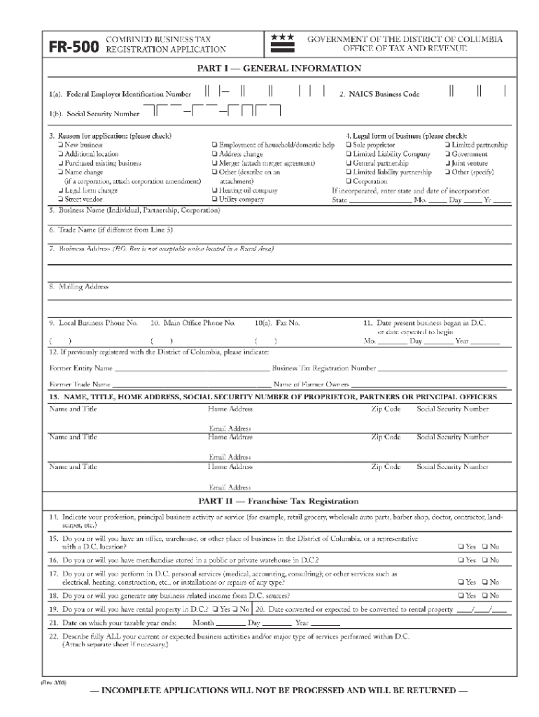 Dc Fr 500 Fillable Form