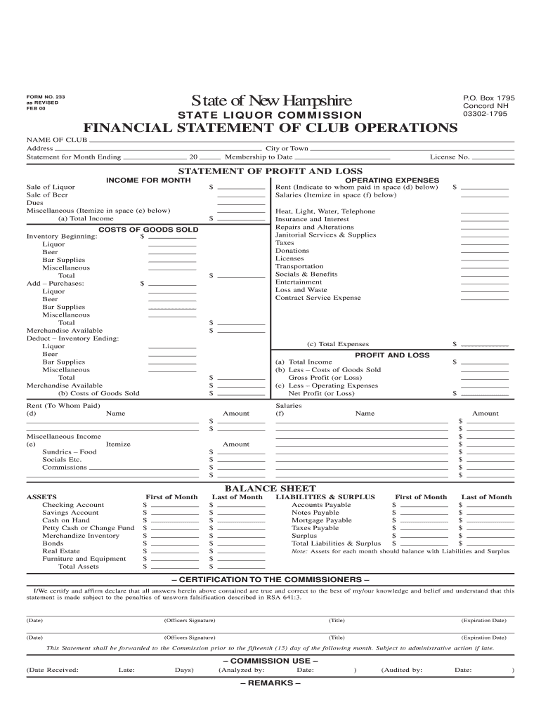 Nh Liquor Commission Audit  Form