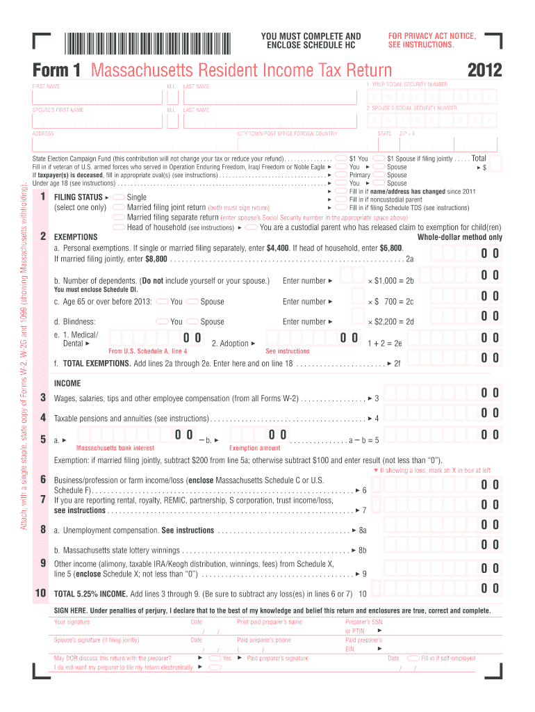  Massachusetts Form 2019