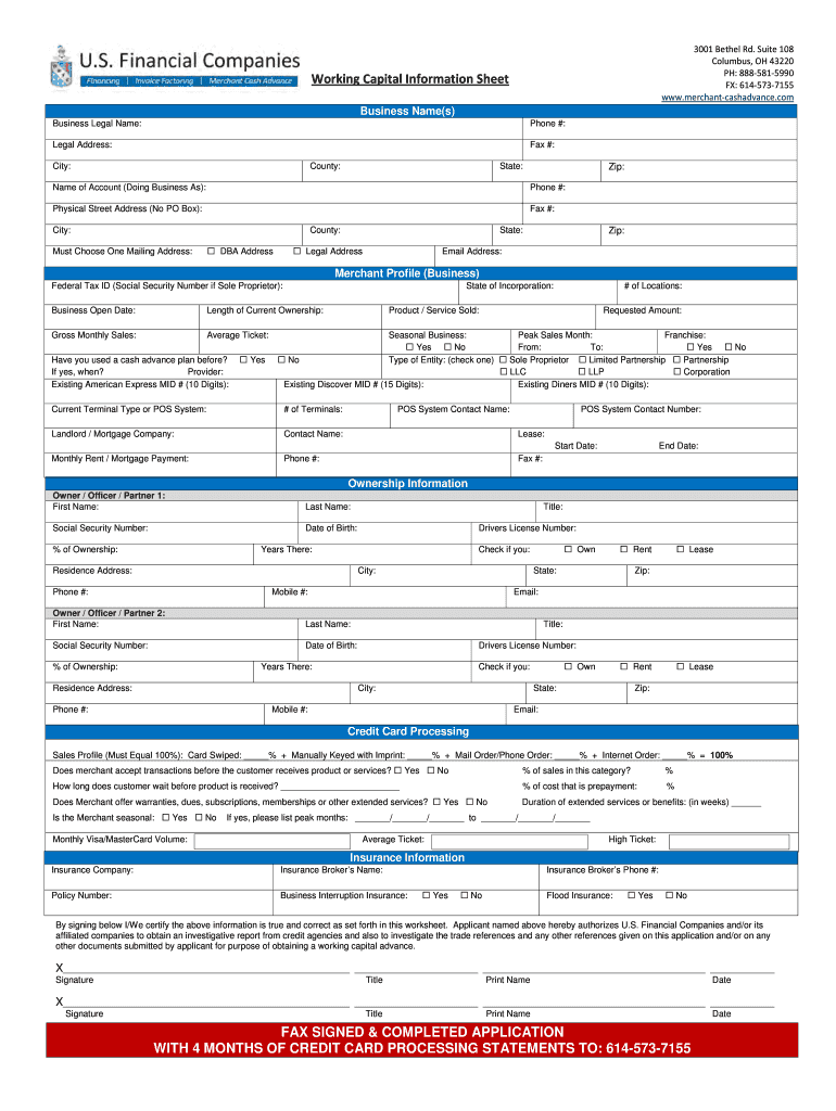 Merchant Cash Advance PDF  Form