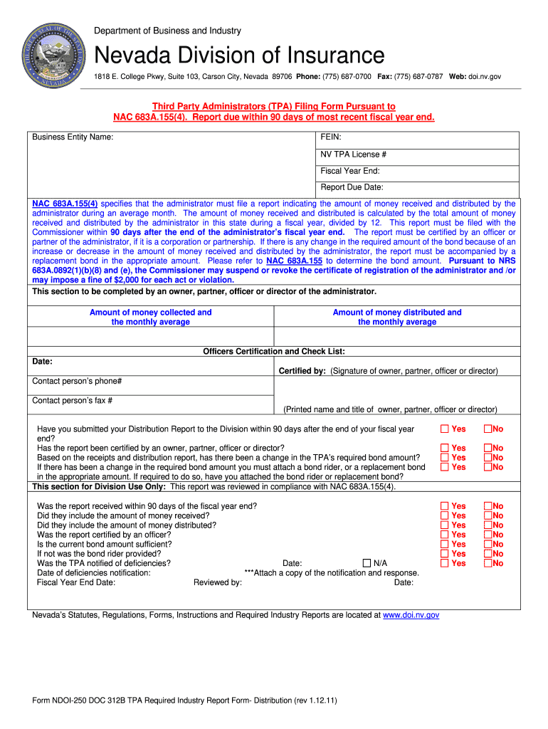  Form Ndoi 250 Tpa Required Industry Report Nevada 2011-2024