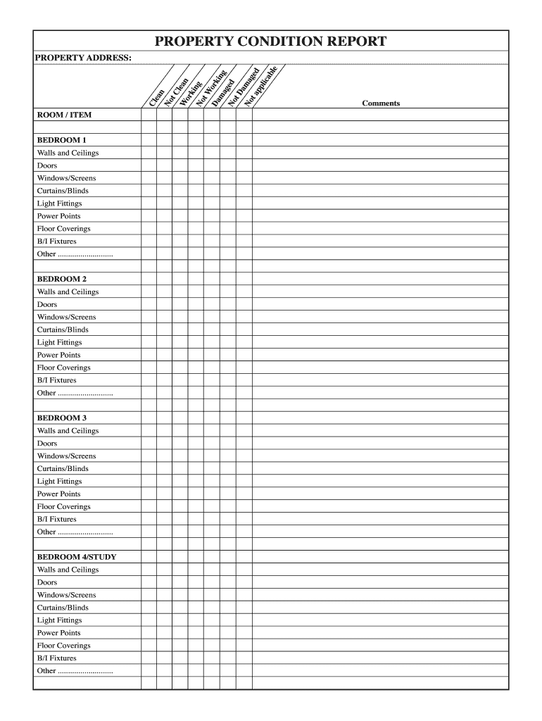 Property Condition Report Template  Form