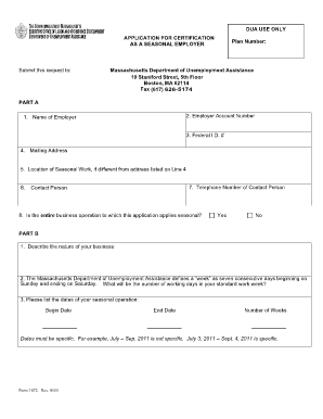 Seasonal Employer Certification Ma Form