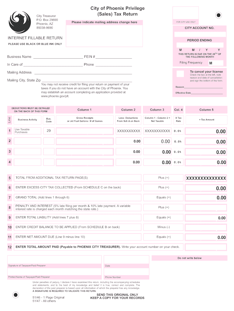 City of Phoenix Tpt  Form