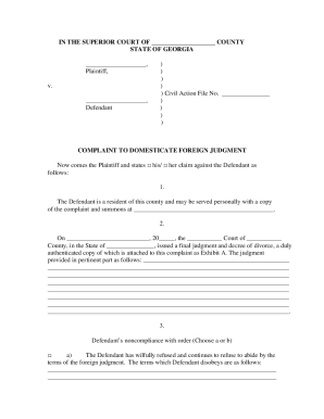 Domesticate Foreign Judgment Ga Electronic or Paper  Form