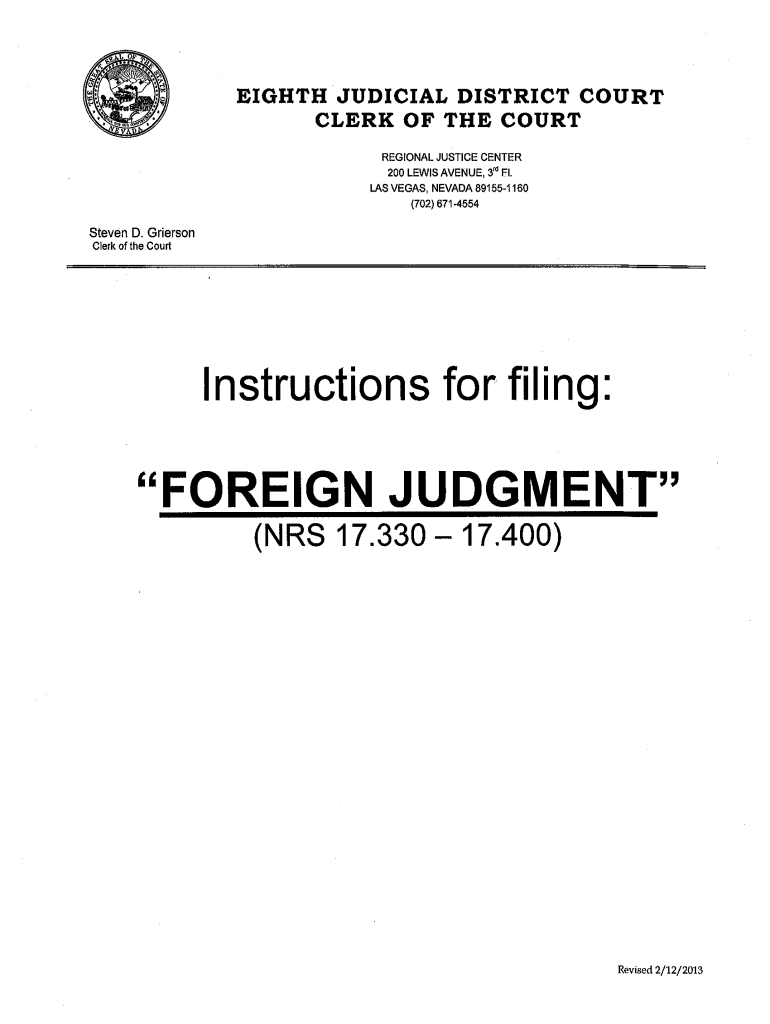  Foreign Judgment Nevada 2007-2024