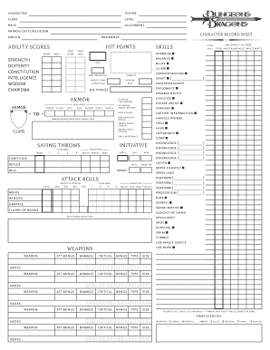 3 5 Character Sheet PDF  Form