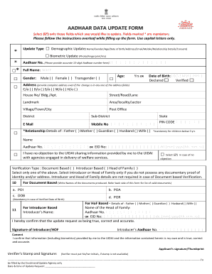 Aadhaar Update Form