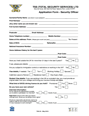 Tss Security Job Application Form