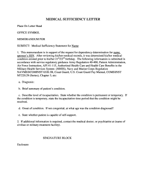 Medical Sufficiency Letter  Form