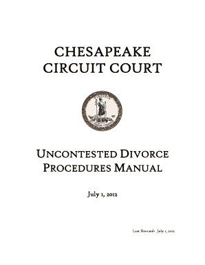 Uncontested Divorce Manual Chesapeake Form