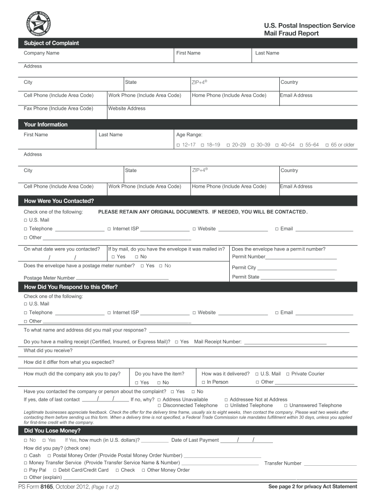  Ps Form 8165 2012