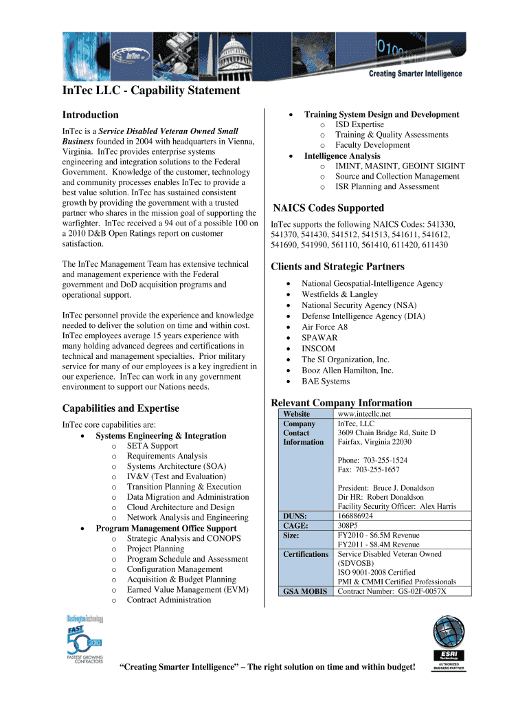 Microsoft Capability Statement Template  Form