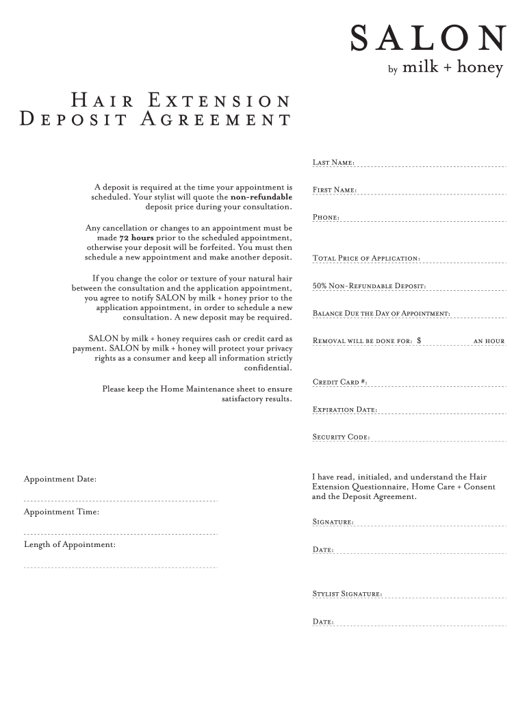 Hair Extension Contract  Form