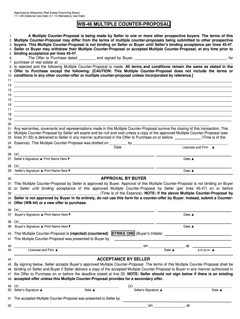Get and Sign Multiple Counter Offer Wisconsin 2010-2022 Form